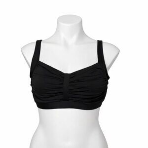 Lands’ End 10 DDD Twist‑Front Ruched Underwire Swim Bra Top – Classic Black